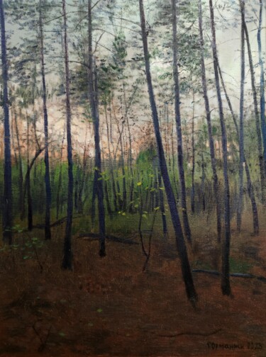 Malarstwo zatytułowany „Evening forest” autorstwa Ivan Ormanzhi, Oryginalna praca, Olej