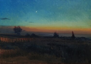 Painting titled "Azov landscape. Sun…" by Ivan Ormanzhi, Original Artwork, Oil