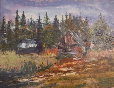 Painting titled "Сарай" by Ivan Panchenko (Lyudmila Bashuk), Original Artwork, Oil