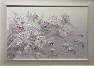 Painting titled "Peonies" by Ivan Pilipenko, Original Artwork, Oil Mounted on Wood Stretcher frame