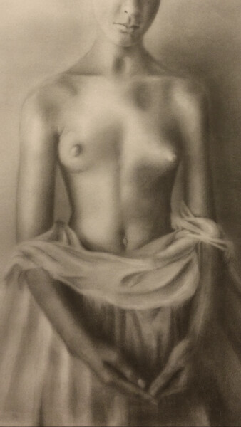 Painting titled "Young girl with bar…" by Ivan Ponomarevsky, Original Artwork, Pencil