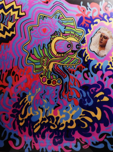 Malarstwo zatytułowany „n°39 *LSD/Lisa Simp…” autorstwa Ivan De Nîmes, Oryginalna praca, Akryl