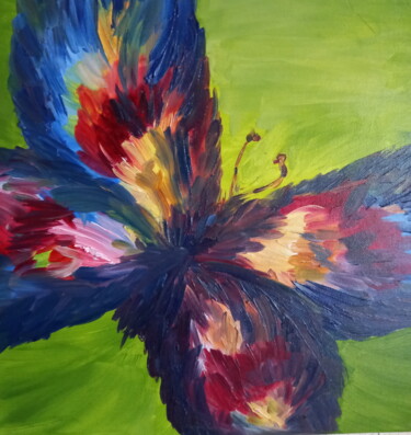 Картина под названием "Бабочка на зеленом" - Иван Скрипель, Подлинное произведение искусства, Масло Установлен на Деревянная…