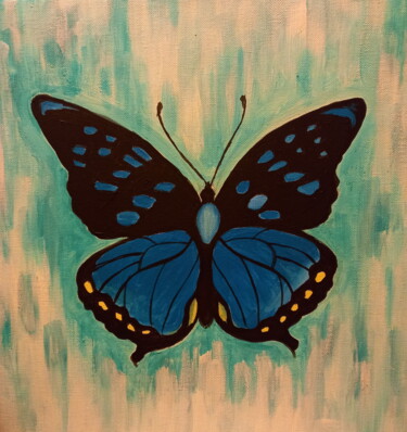 Painting titled "Butterfly b" by Ivan Skripel, Original Artwork, Acrylic Mounted on Wood Stretcher frame