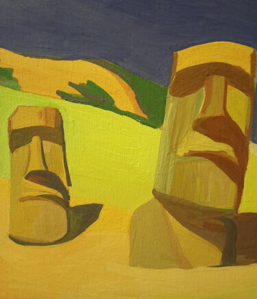 Картина под названием "Острова Пасхи" - Иван Скрипель, Подлинное произведение искусства, Гуашь