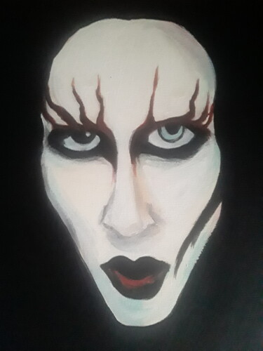 Schilderij getiteld "Marilyn Manson" door Ivan Skripel, Origineel Kunstwerk, Acryl
