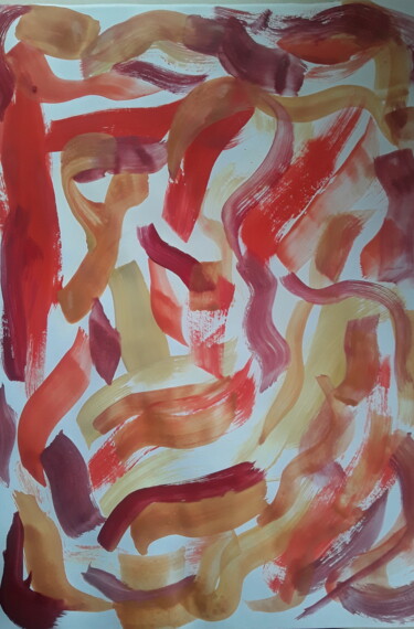 Pittura intitolato "Red desintegration" da Ivan Skripel, Opera d'arte originale, Gouache