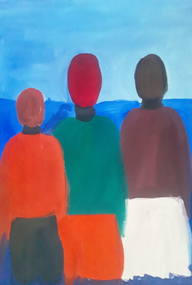 Картина под названием "Три фигуры" - Иван Скрипель, Подлинное произведение искусства, Гуашь