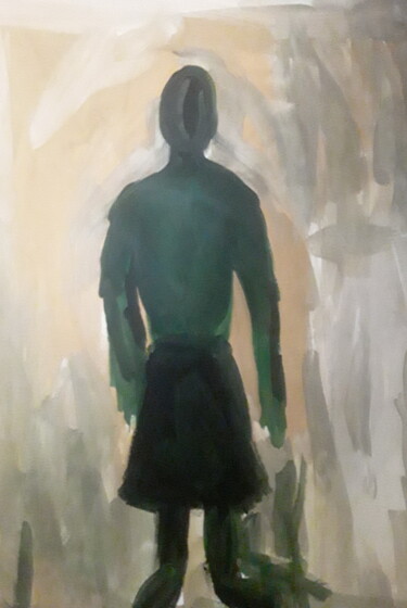 Painting titled "Фигура в зеленом" by Ivan Skripel, Original Artwork, Gouache
