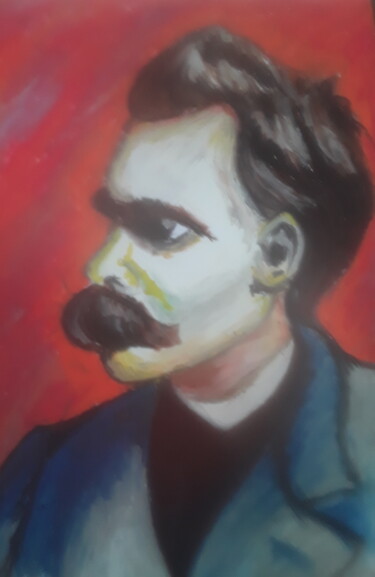 Картина под названием "Фридрих Ницше" - Иван Скрипель, Подлинное произведение искусства, Пастель