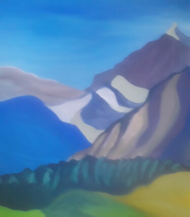 "Swiss Alps" başlıklı Tablo Иван Скрипель tarafından, Orijinal sanat, Zamklı boya Ahşap panel üzerine monte edilmiş