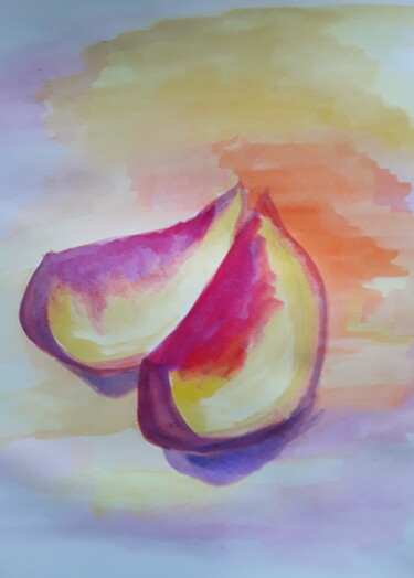 Dibujo titulada "White peach" por Ivan Skripel, Obra de arte original, Acuarela