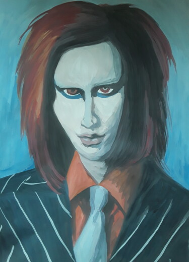 Painting titled "Mister Manson" by Ivan Skripel, Original Artwork, Gouache