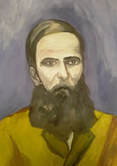 Painting titled "Dostoevsky" by Ivan Skripel, Original Artwork, Gouache