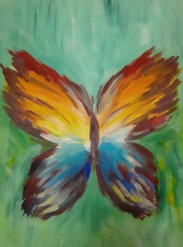 Pintura titulada "Colored butterfly" por Ivan Skripel, Obra de arte original, Témpera
