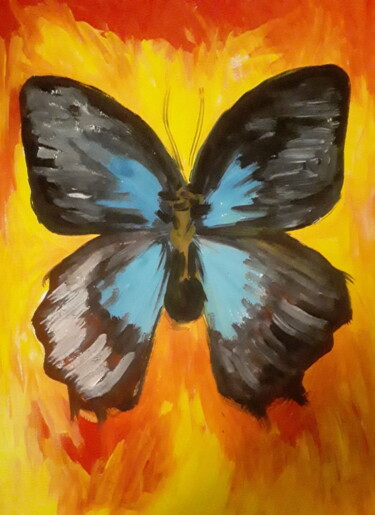 Malerei mit dem Titel "Bright butterfly" von Ivan Skripel, Original-Kunstwerk, Gouache
