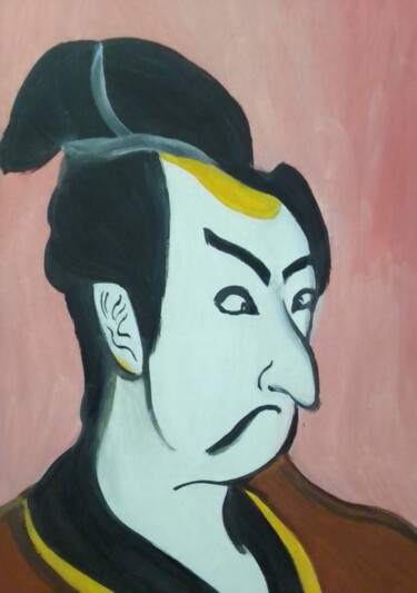 Malerei mit dem Titel "Japanese actor" von Ivan Skripel, Original-Kunstwerk, Tempera