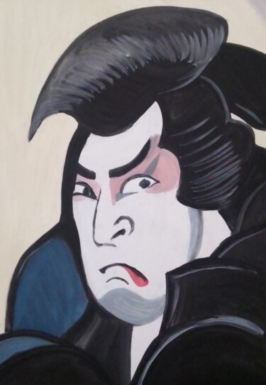 Schilderij getiteld "Kabuki" door Ivan Skripel, Origineel Kunstwerk, Gouache
