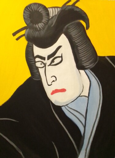 Painting titled "Samurai in kimono" by Ivan Skripel, Original Artwork, Tempera
