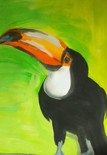 Painting titled "Bright toucan" by Ivan Skripel, Original Artwork, Gouache
