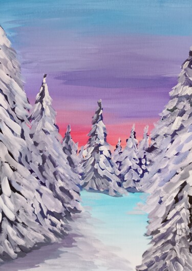 Painting titled "Winter 23" by Ivan Skripel, Original Artwork, Gouache