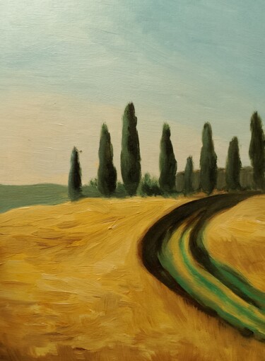 Painting titled "Tuscany fields" by Ivan Skripel, Original Artwork, Oil