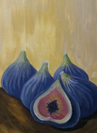 Malerei mit dem Titel "Blue figs" von Ivan Skripel, Original-Kunstwerk, Gouache