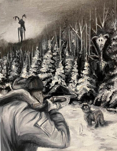 Malarstwo zatytułowany „Fear the hunt” autorstwa Ivan Telegin, Oryginalna praca, Olej