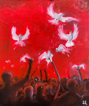 Pittura intitolato "Dear Pigeons" da Ivan Telegin, Opera d'arte originale, Olio