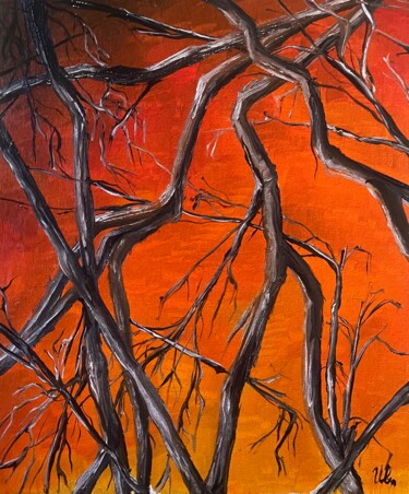 Painting titled "Abandoned Trees" by Ivan Telegin, Original Artwork, Oil