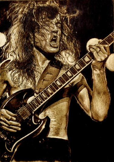 Angus Young Disegno intitolato "Angus Young" da Ivan Tokushev, Opera d'arte originale, Legno