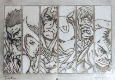 Рисунок под названием "Avengers marvel" - Ivan Yanshin, Подлинное произведение искусства, Карандаш