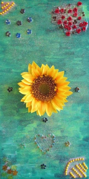 Pittura intitolato "Un Cuore di Girasole" da Ivana Castelliti, Opera d'arte originale, Altro