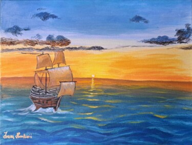 Pintura intitulada "Sunset skyscape" por Ivana Novakovic, Obras de arte originais, Óleo