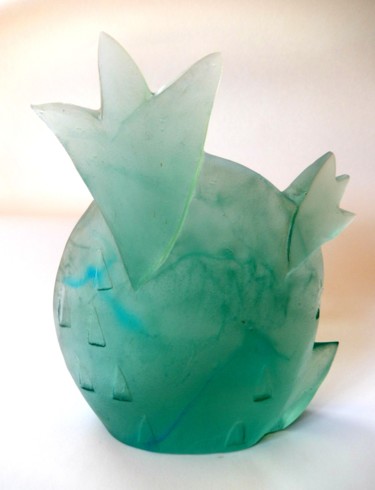 Skulptur mit dem Titel "Blue cactus" von Ivana Pelouchová (IVANEL), Original-Kunstwerk, Glas
