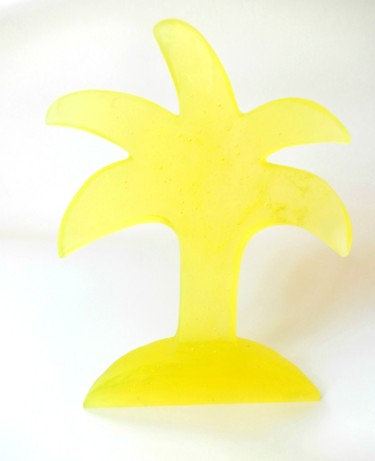 Sculpture titled "Yellow palm" by Ivana Pelouchová (IVANEL), Original Artwork, Glass