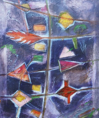 Peinture intitulée "Violet abstraction" par Ivana Pelouchová (IVANEL), Œuvre d'art originale, Acrylique