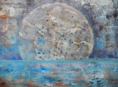 Painting titled "A moon in the sea" by Ivana Pelouchová (IVANEL), Original Artwork, Acrylic