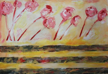 Картина под названием "Garden with roses" - Ivana Pelouchová (IVANEL), Подлинное произведение искусства, Акрил