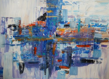 Painting titled "Blue composition II" by Ivana Pelouchová (IVANEL), Original Artwork, Acrylic