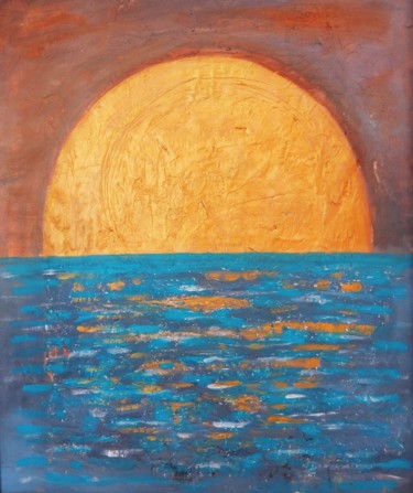 Malerei mit dem Titel "Golden moon" von Ivana Pelouchová (IVANEL), Original-Kunstwerk, Acryl