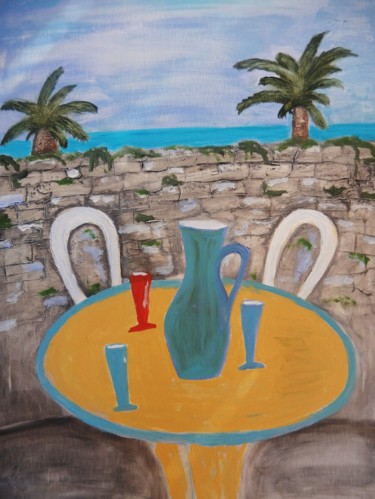Painting titled "Morning siesta" by Ivana Pelouchová (IVANEL), Original Artwork, Acrylic Mounted on Wood Stretcher frame