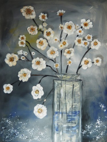 Painting titled "Spring flowers" by Ivana Pelouchová (IVANEL), Original Artwork, Acrylic Mounted on Wood Stretcher frame