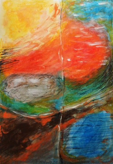 Malerei mit dem Titel "Colorful landscape" von Ivana Pelouchová (IVANEL), Original-Kunstwerk, Acryl