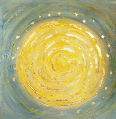 Painting titled "Gold sun" by Ivana Pelouchová (IVANEL), Original Artwork, Acrylic Mounted on Wood Stretcher frame