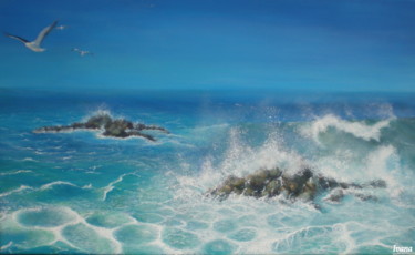 Pittura intitolato "mare mosso" da Ivana Loviselli, Opera d'arte originale, Olio