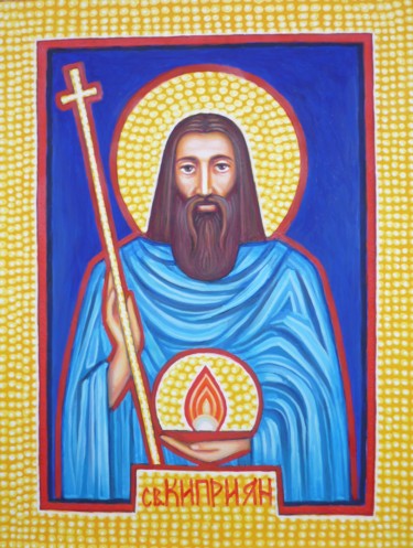 Painting titled "Icon of Saint Cypri…" by Ivan Arabadzhiev, Original Artwork, Oil