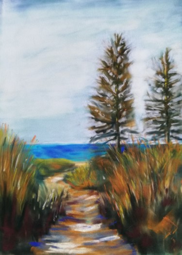 Painting titled "Path to the sea" by Marko Ivancevic, Original Artwork, Pastel
