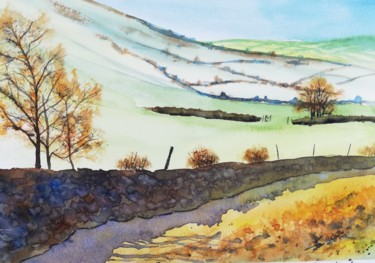 Painting titled "Coutryside" by Marko Ivancevic, Original Artwork, Watercolor