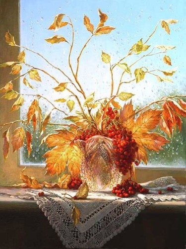 Painting titled "Tears of autumn" by Ivanenko, Original Artwork, Oil